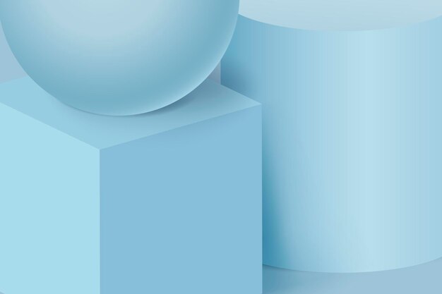 3D geometric background, pastel blue shape vector