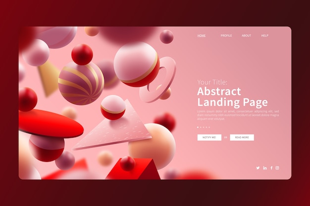 3d geometric colourful balls landing page