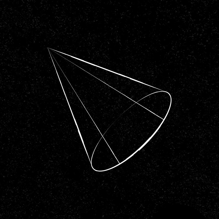 Free Vector 3d geometric cone on a black background vector
