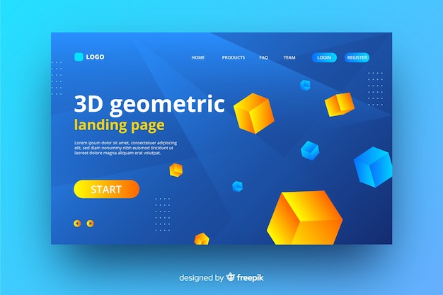 Free vector 3d geometric elements landing page