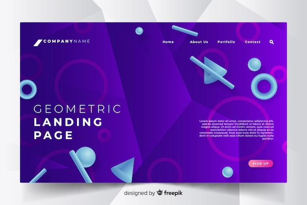 Free vector 3d geometric landing page