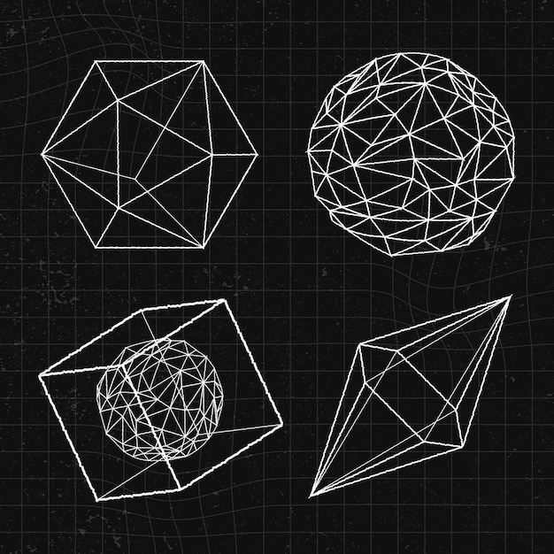 3D geometric shape set vector