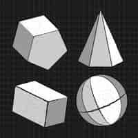 무료 벡터 3d 기하학적 모양 세트 벡터