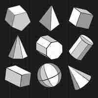 Free vector 3d geometric shape set