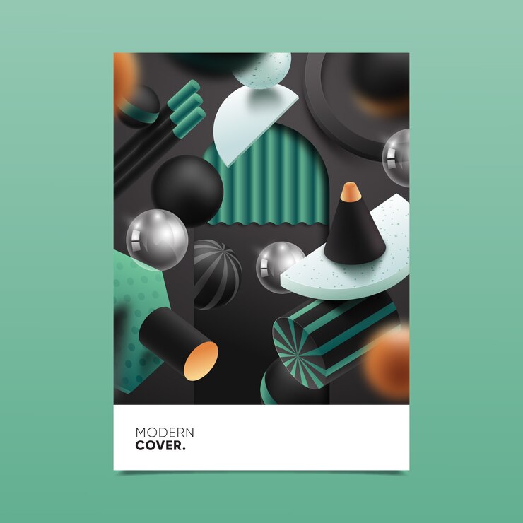 무료 Vector 3d 도형 커버 디자인