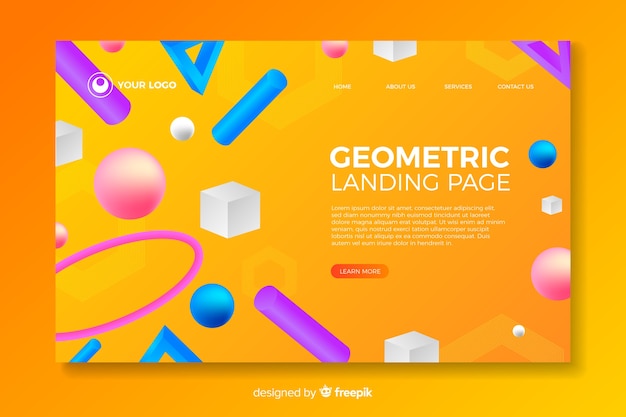 3d geometric shapes landing page