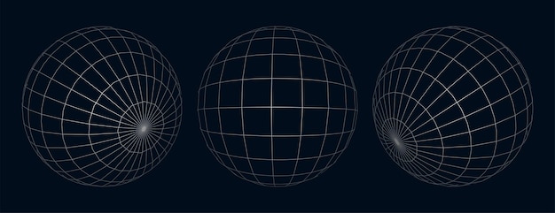 Vettore gratuito progettazione del modello di rete metallica della griglia del globo 3d nel set