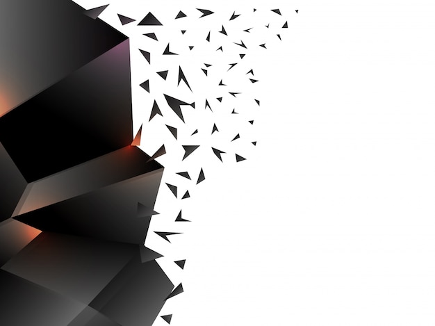 Free vector 3d glossy dark abstract geometric element with burst effect.