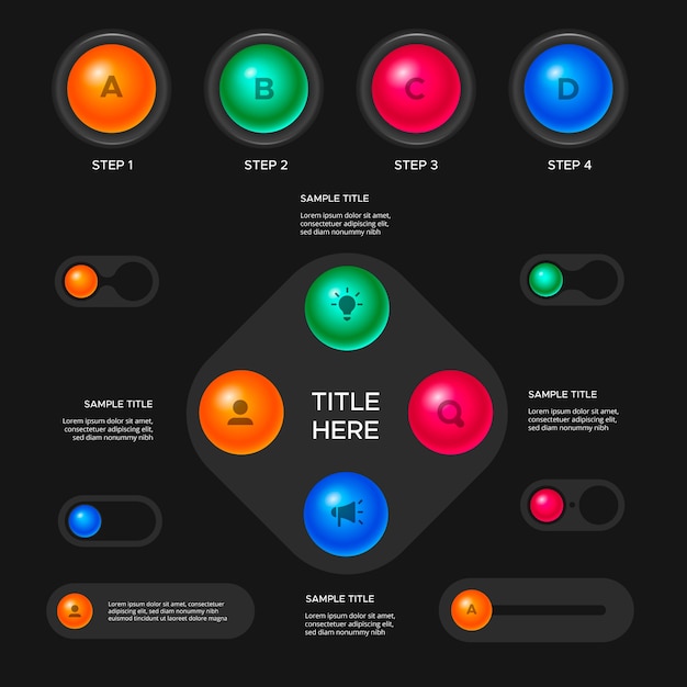 Vettore gratuito infografica dettagliata lucida 3d