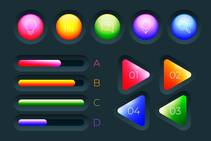 Free Vector 3d glossy infographic collection concept