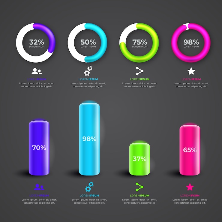 Free Vector 3d glossy infographic collection