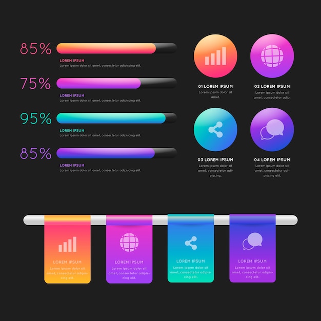 Vettore gratuito raccolta infografica lucido 3d