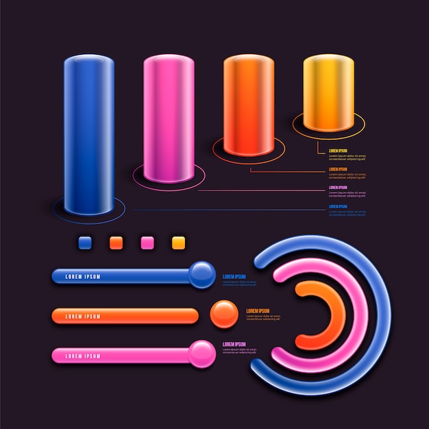 Free vector 3d glossy infographic template