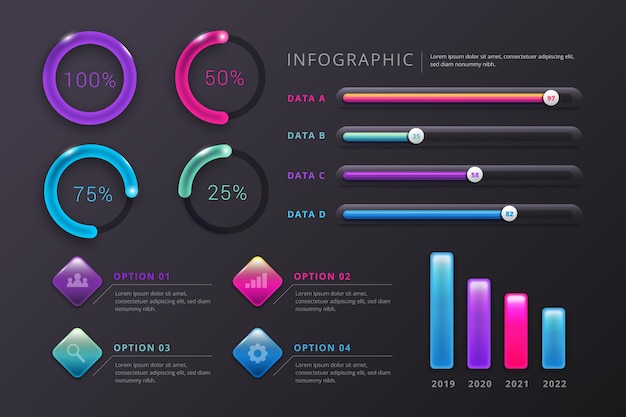 Free vector 3d glossy infographics concept