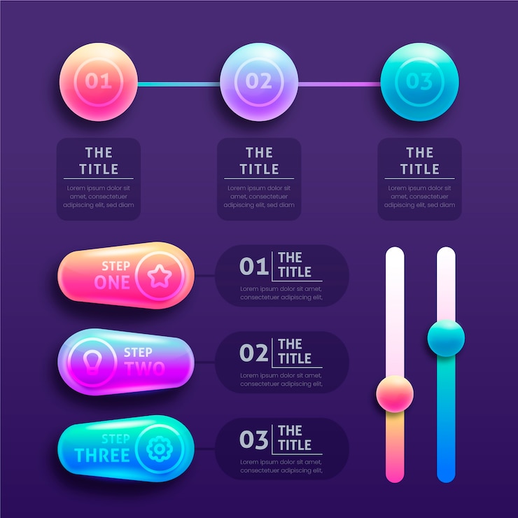 Free Vector 3d glossy infographics with timeline chart