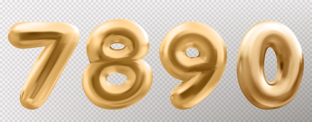 Бесплатное векторное изображение 3d золотой шар номер шрифт реалистичный металлический тип