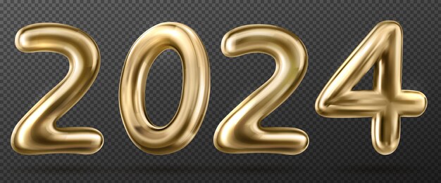 3 d ゴールド フォント分離 2024 年数ベクトル