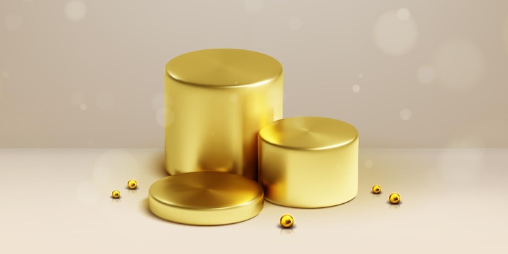 Free Vector 3d gold podium background product display stage