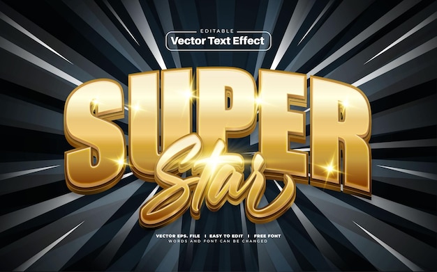 Vettore gratuito effetto di testo vettoriale super star oro 3d