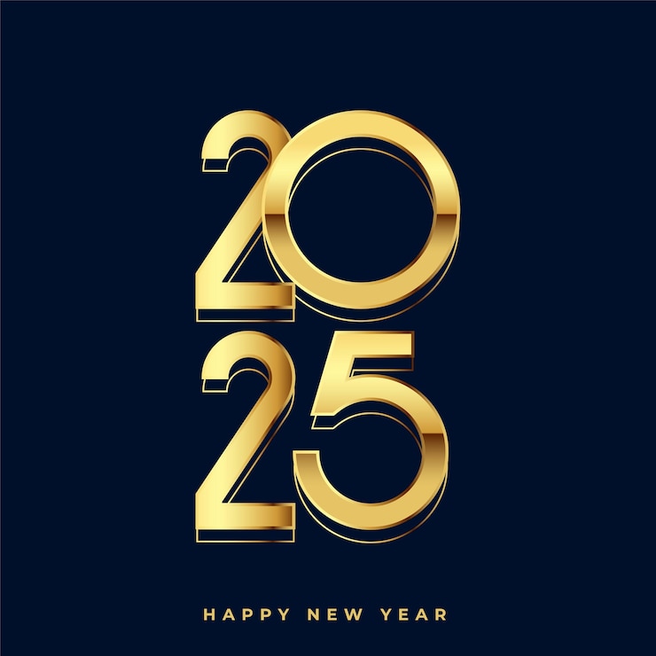 Free Vector 3d golden 2025 new year invitation background design