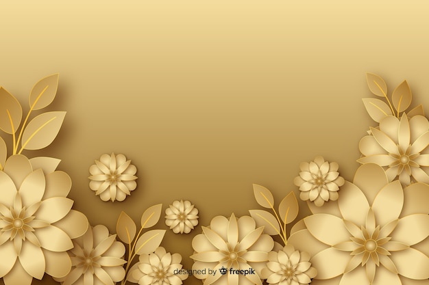 Free vector 3d golden flowers background