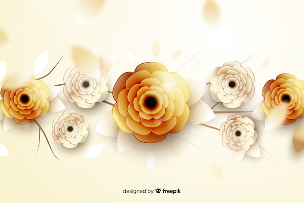 Free vector 3d golden flowers background