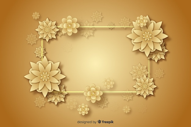 3d 황금 꽃 장식 배경