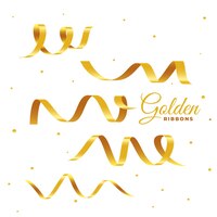 Бесплатное векторное изображение 3d набор конфетти из золотой ленты