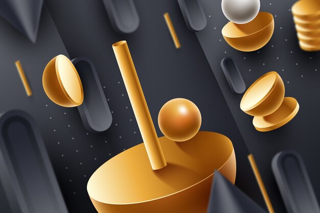 3d golden shapes background