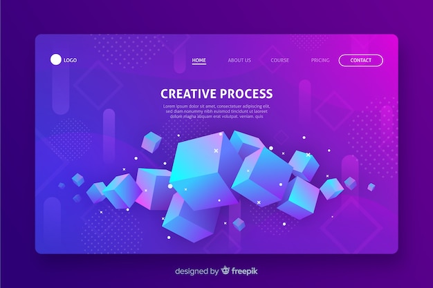 3d gradient geometric landing page template