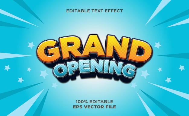 3d grand opening text effect template Premium Vector
