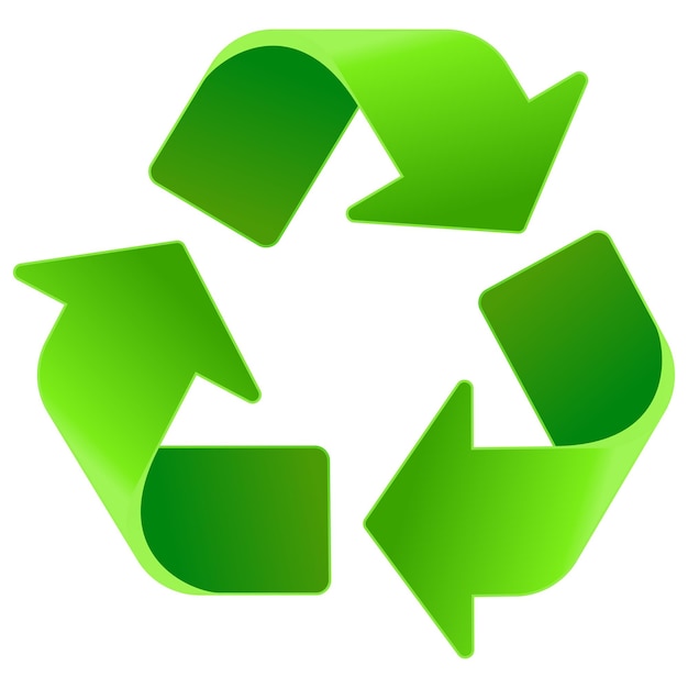 Бесплатное векторное изображение 3d зеленый градиентный знак переработки