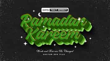Vettore gratuito effetto testo ramadan kareem verde 3d