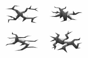 Free vector 3d ground cracks set on white