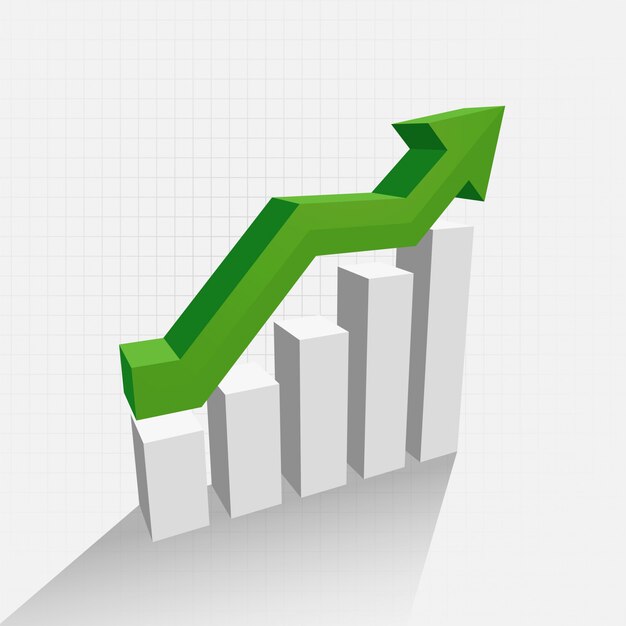 3d growth chart diagram with shadow