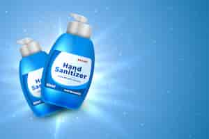 Free vector 3d hand sanitizer realtistic bottle background