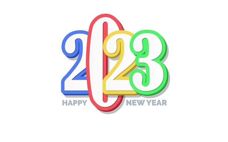 मुफ़्त वेक्टर 3d happy new year 2023 logo design vector illustration