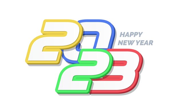 3D Happy new year 2023 logo design Vector illustration