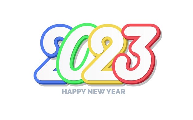 Vettore gratuito design del logo 3d felice anno nuovo 2023