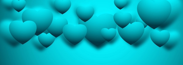 Vettore gratuito banner di cuori 3d