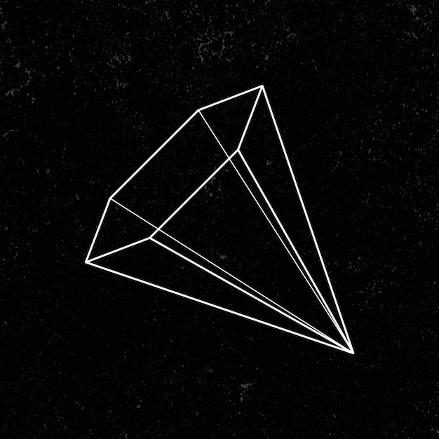 Free vector 3d hexagonal pyramid outline on a black background vector