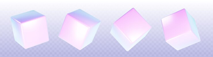Free Vector 3d holographic cube render abstract box shape