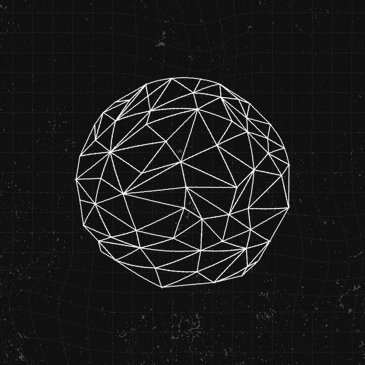 Free Vector 3d icosahedron on a black background vector
