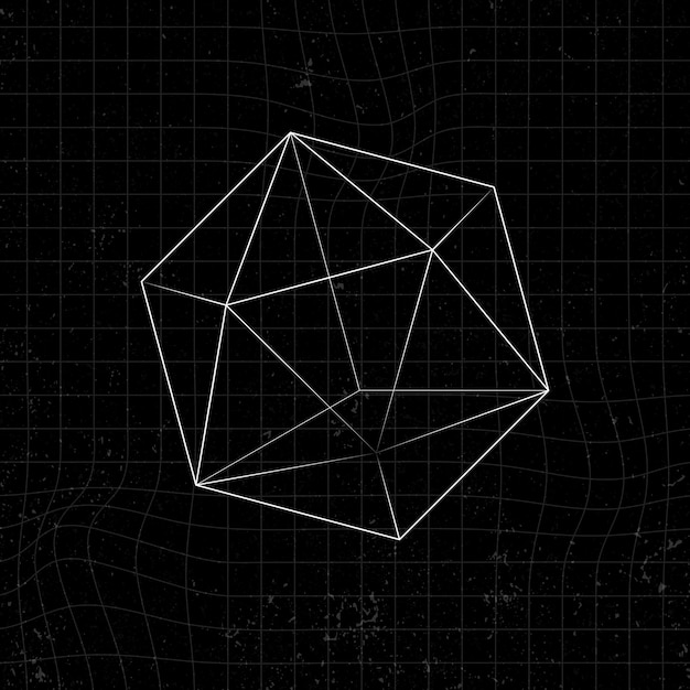 Free vector 3d icosahedron on a black background vector