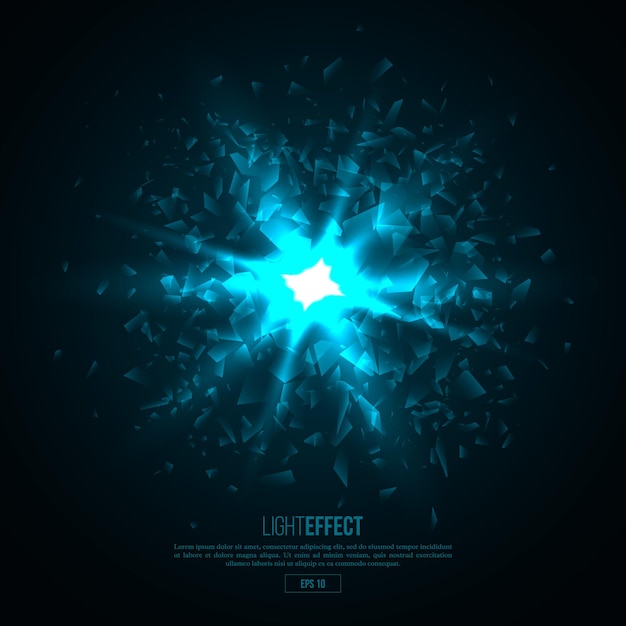 Free vector 3d illuminated abstract explosion, glowing particles.