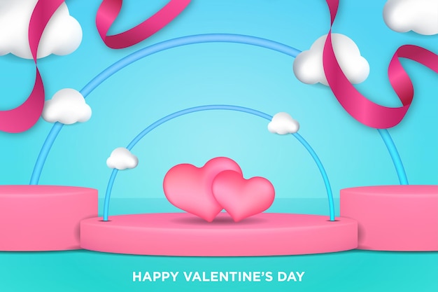 Free vector 3d illustration background of love on the podium for valentines day