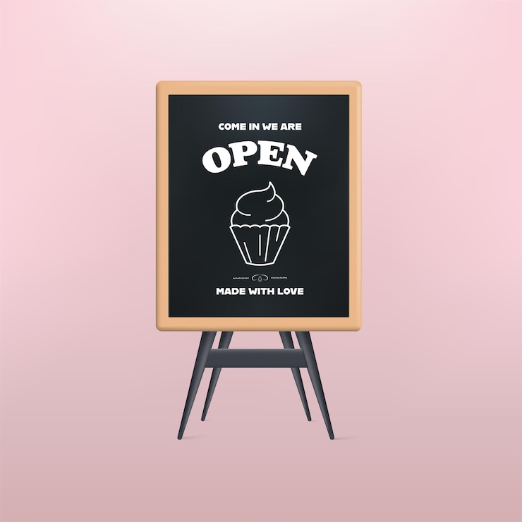 Free Vector 3d illustration vector blackboard menu restaurant 3d vector cartoon design