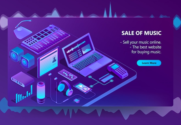 音楽の3Dアイソメの電子商取引サイト