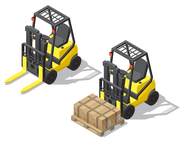 3d isometric forklift for storage, warehouse