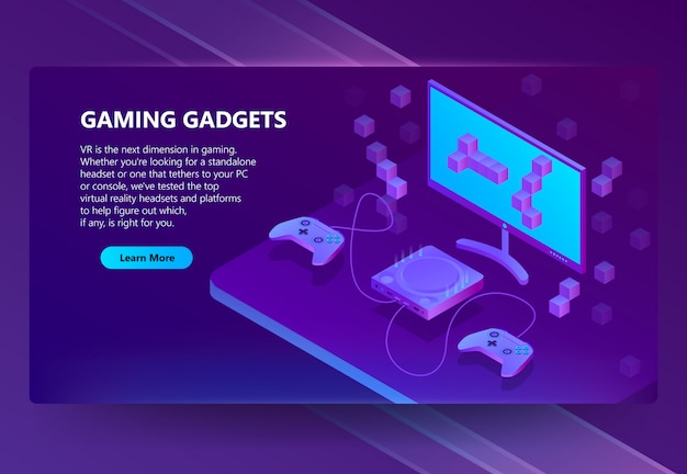 Free vector 3d isometric gaming site, electronic devices